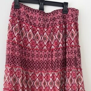 Dana Buchman Red and White Patterned A-Line Skirt - XL
